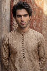 Copper Brown Embroidered Kurta & Trouser Set