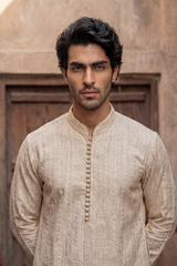 Light Beige Embroidered Kurta & Trouser Set