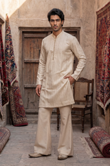 Light Beige Embroidered Kurta & Trouser Set