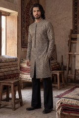Gold & Black Embroidered Kurta & Trouser Set