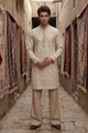 Light Golden Embroidered Kurta & Trouser Set