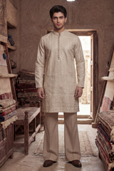 Light Golden Embroidered Kurta & Trouser Set