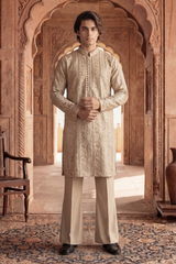 Soft Champagne Sequin Embroidered Kurta Trouser Set