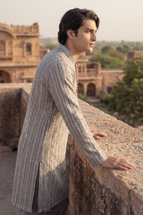 Light Warm Grey Sequin Embroidered Kurta Trouser Set