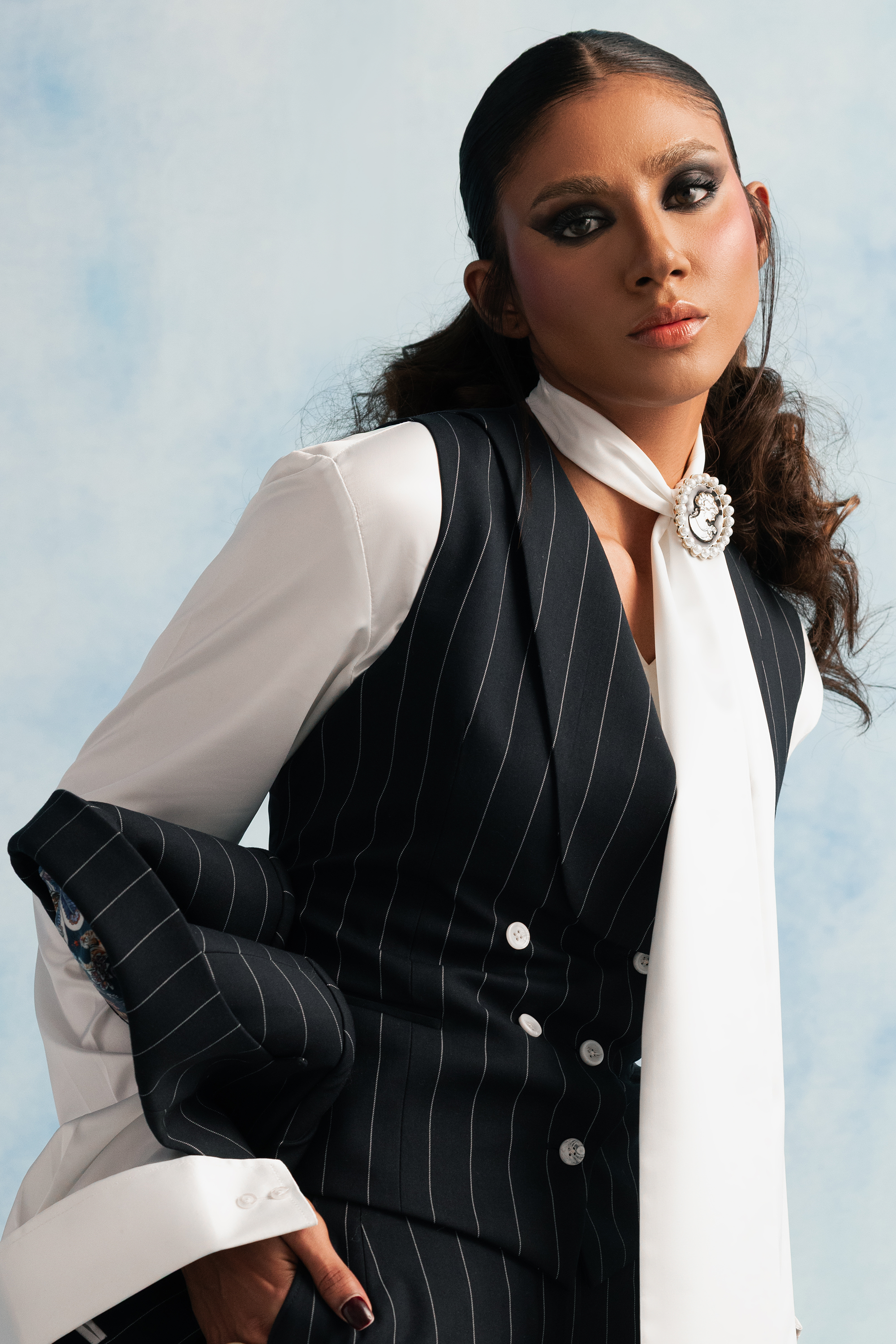 Navy Blue Pinstripe Suit