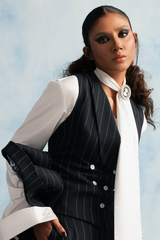 Navy Blue Pinstripe Suit