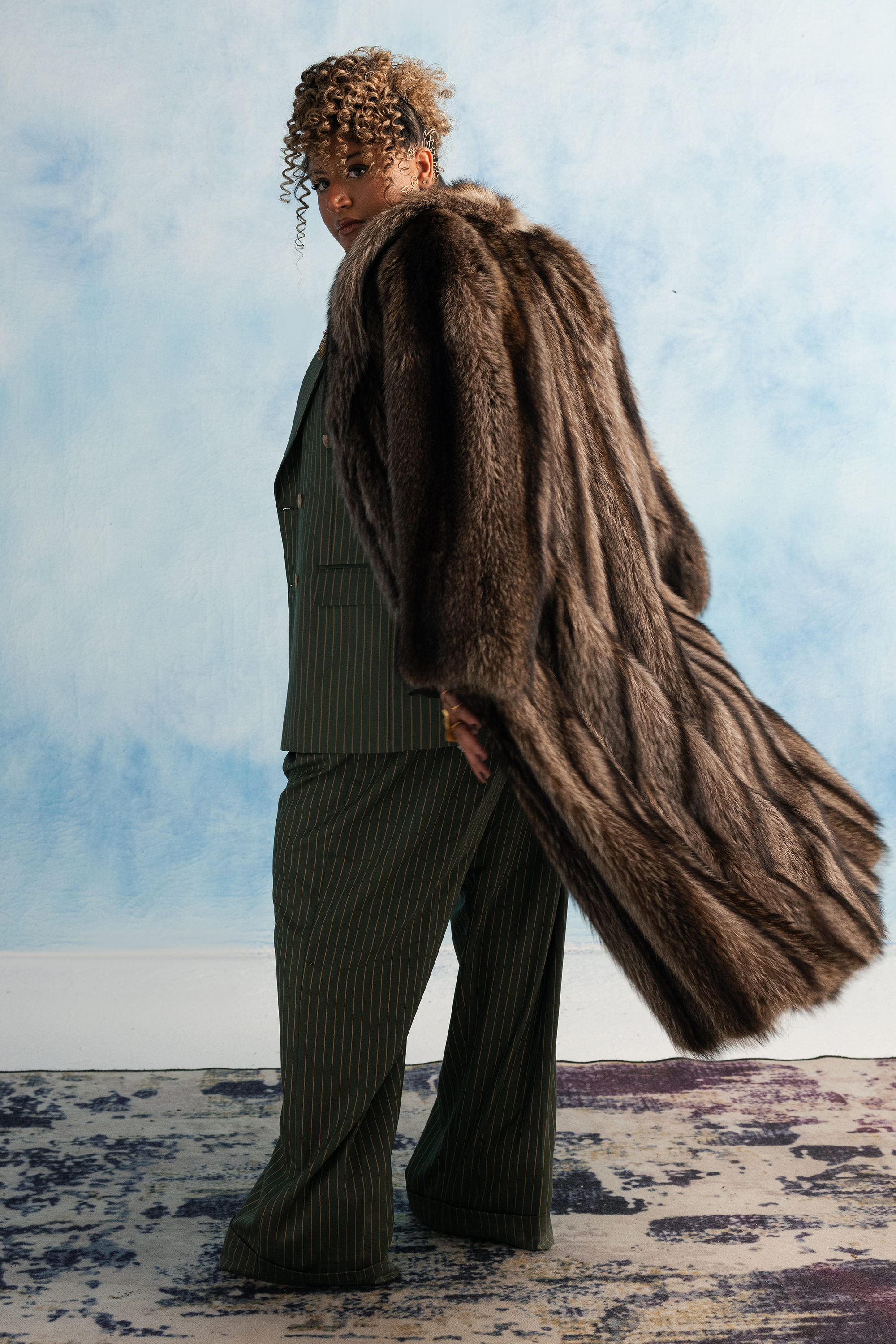 Deep Olive Pinstripe Suit