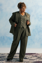 Deep Olive Pinstripe Suit