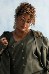 Deep Olive Pinstripe Suit