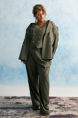 Deep Olive Pinstripe Suit