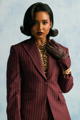 Dark Burgundy Pinstripe Suit