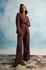 Dark Burgundy Pinstripe Suit
