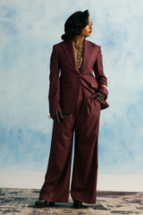 Dark Burgundy Pinstripe Suit