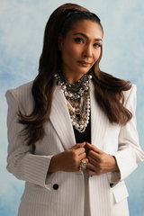 White Pinstripe Suit
