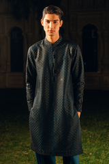 Forest Green Tropical Silk Embroidered Kurta Pajama Set
