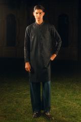 Forest Green Tropical Silk Embroidered Kurta Pajama Set