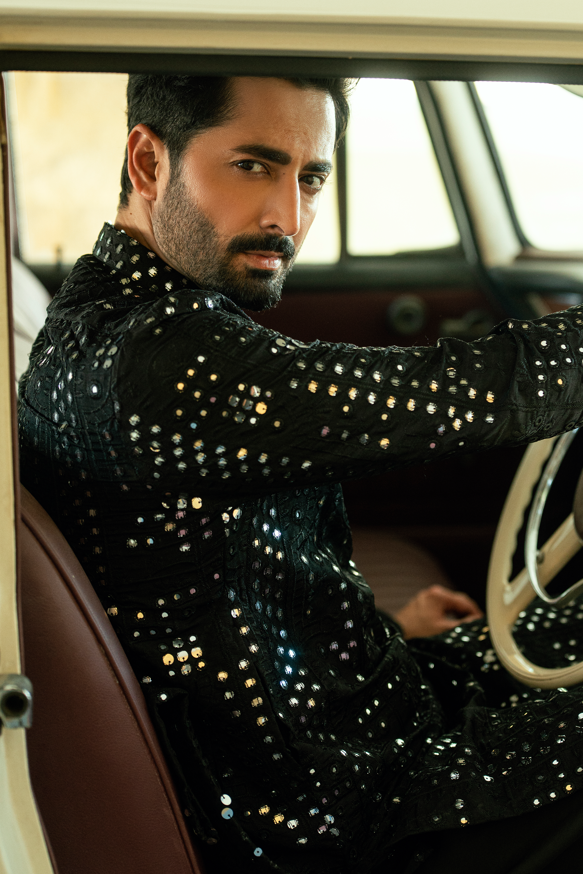 Black Kurta Shalwar with Embellished Detailing