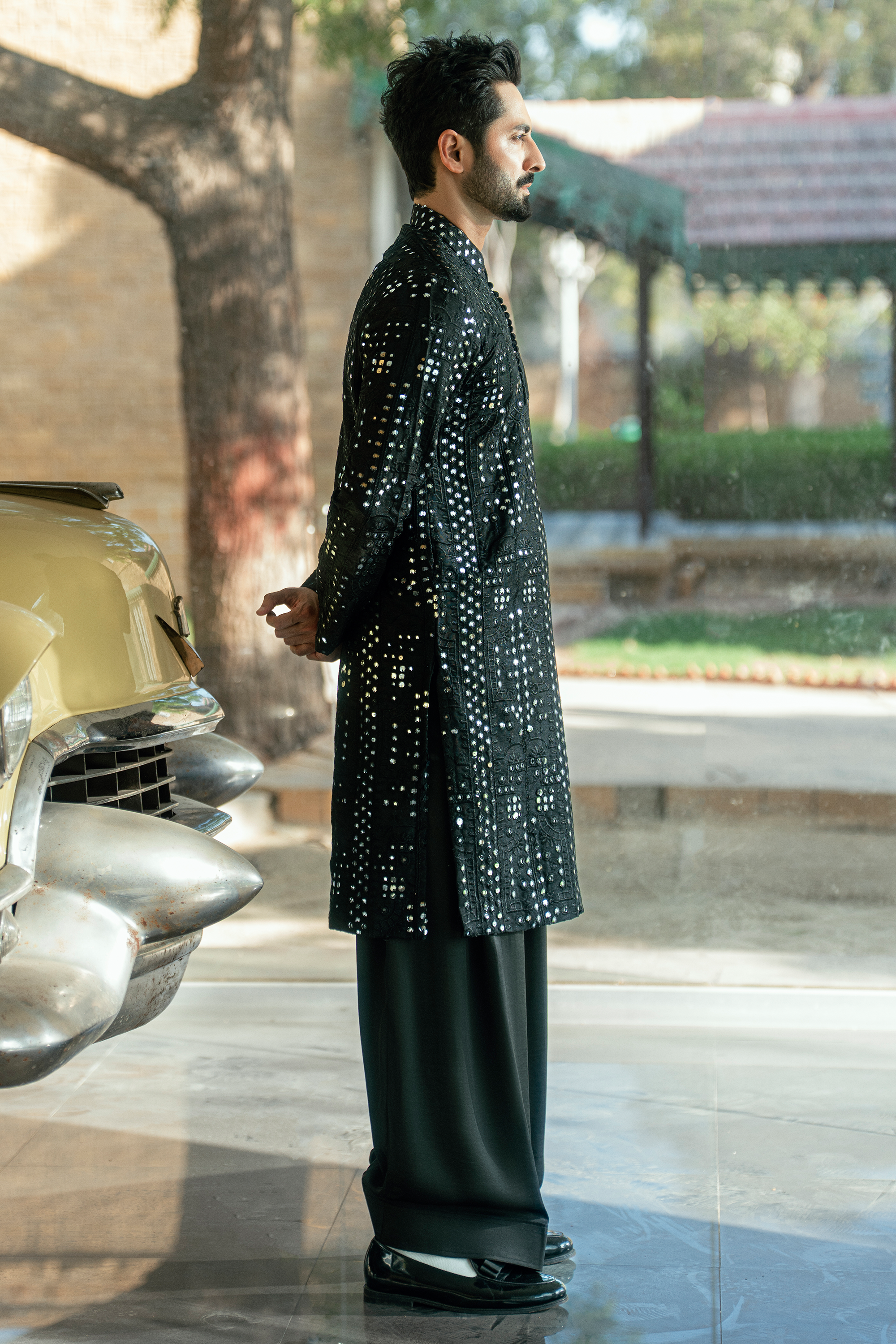 Black Kurta Shalwar with Embellished Detailing