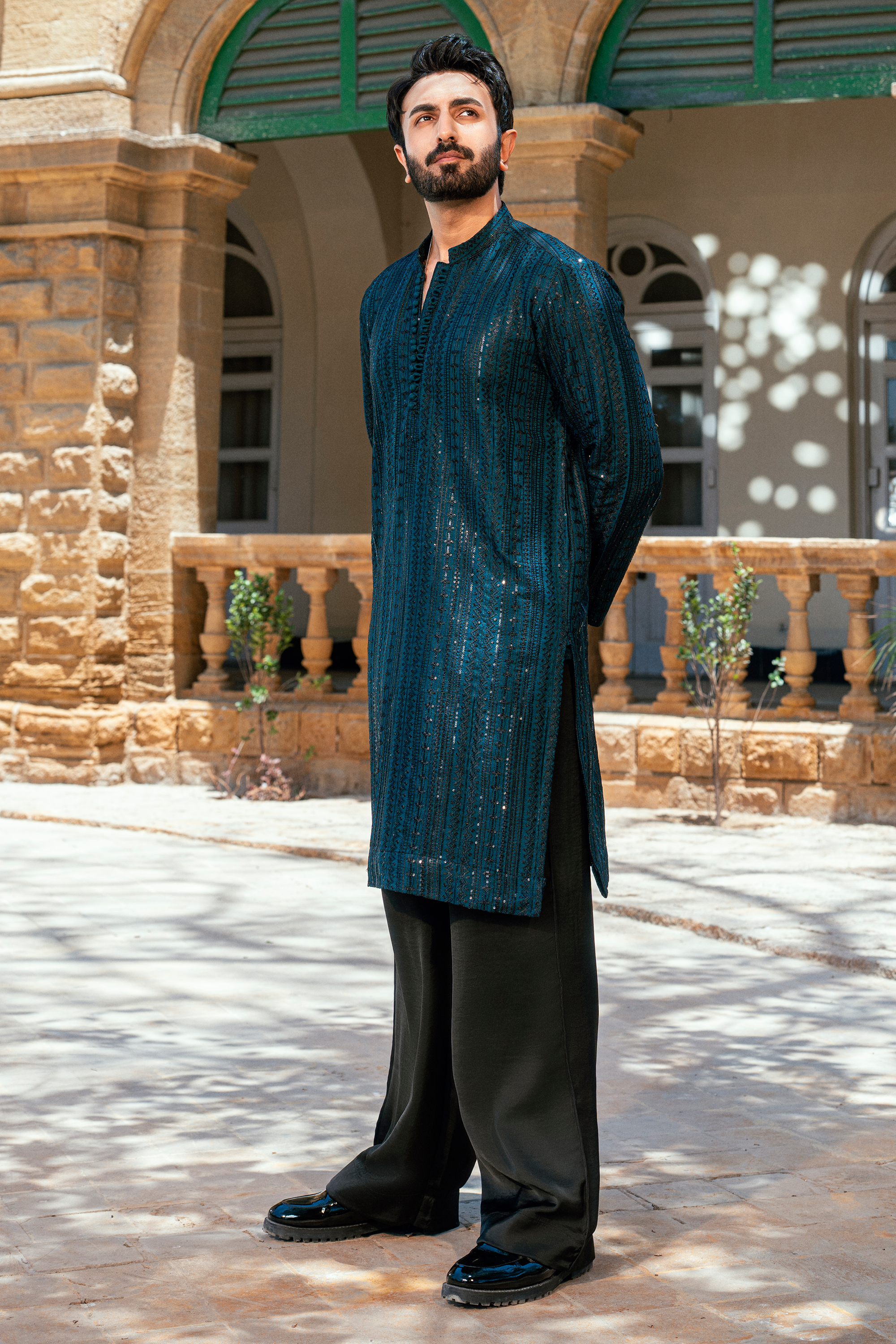 Emerald Green Embroidered Kurta & Pajama Set