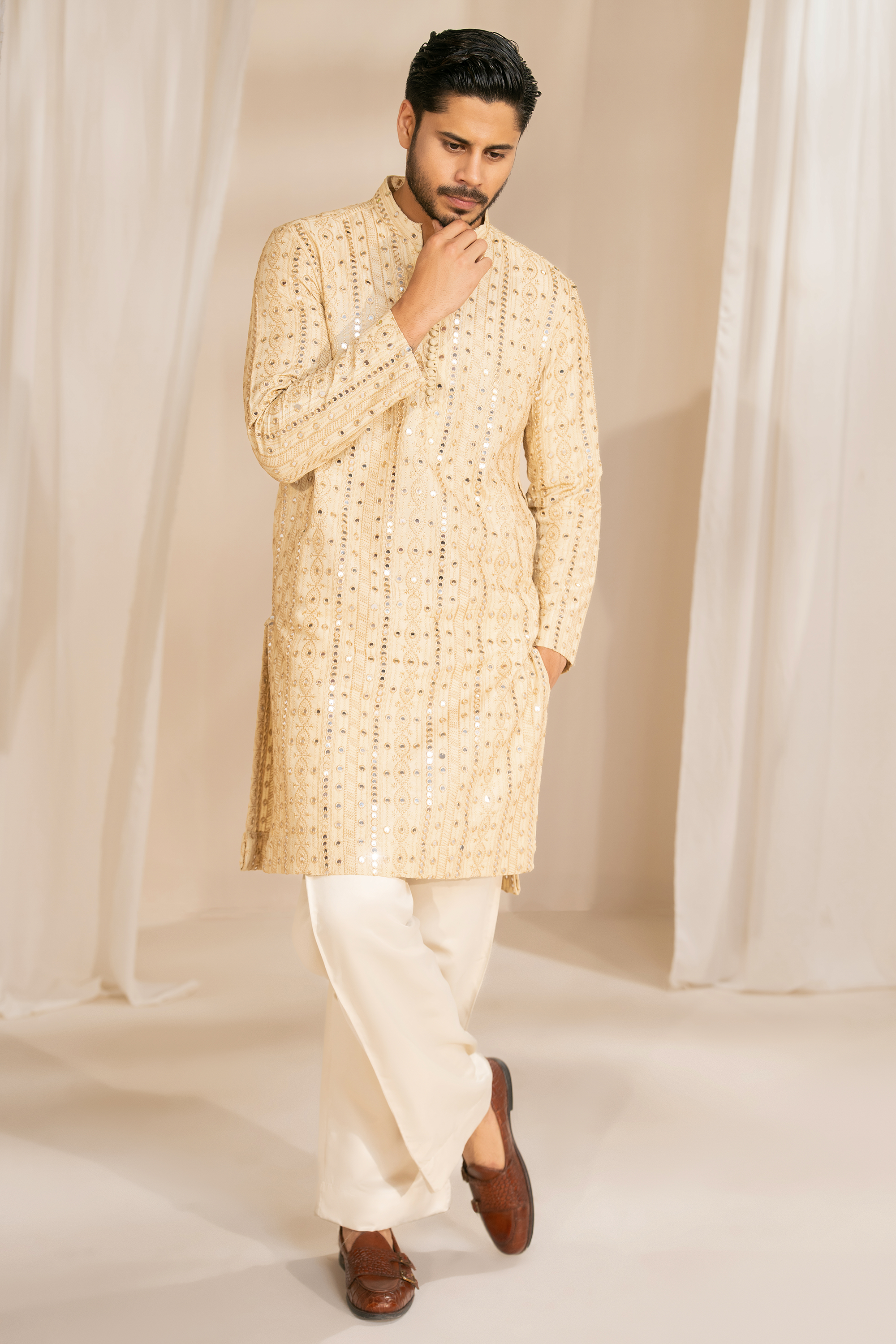 Cream Off White Kurta & Pajama Set