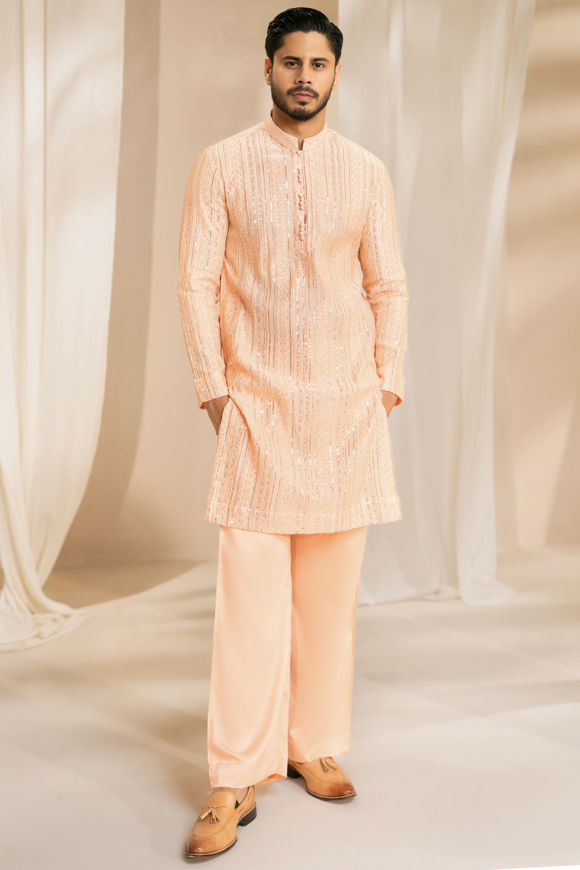 Peach Kurta & Pajama Set