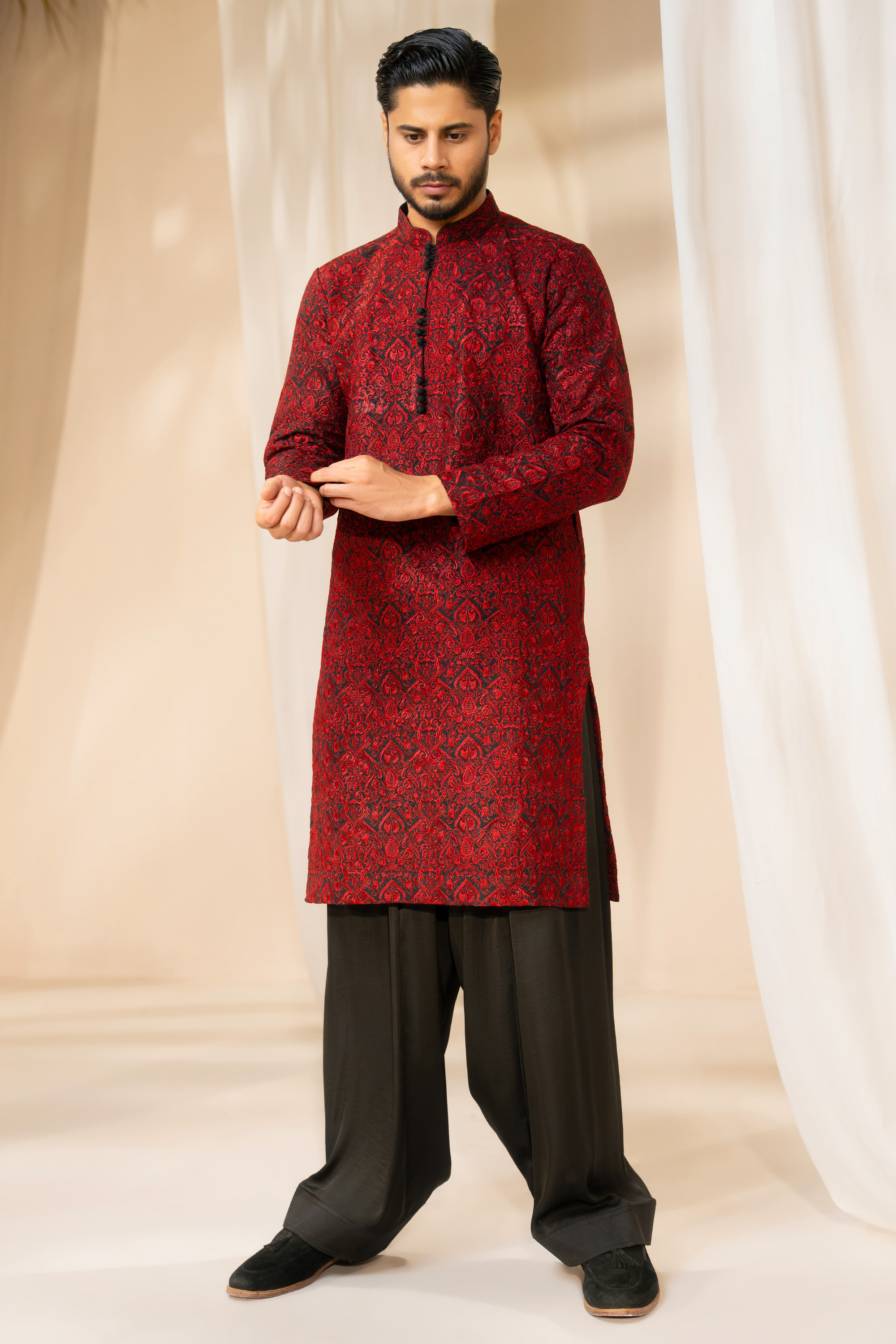 Burgundy Red Kurta & Shalwar Set