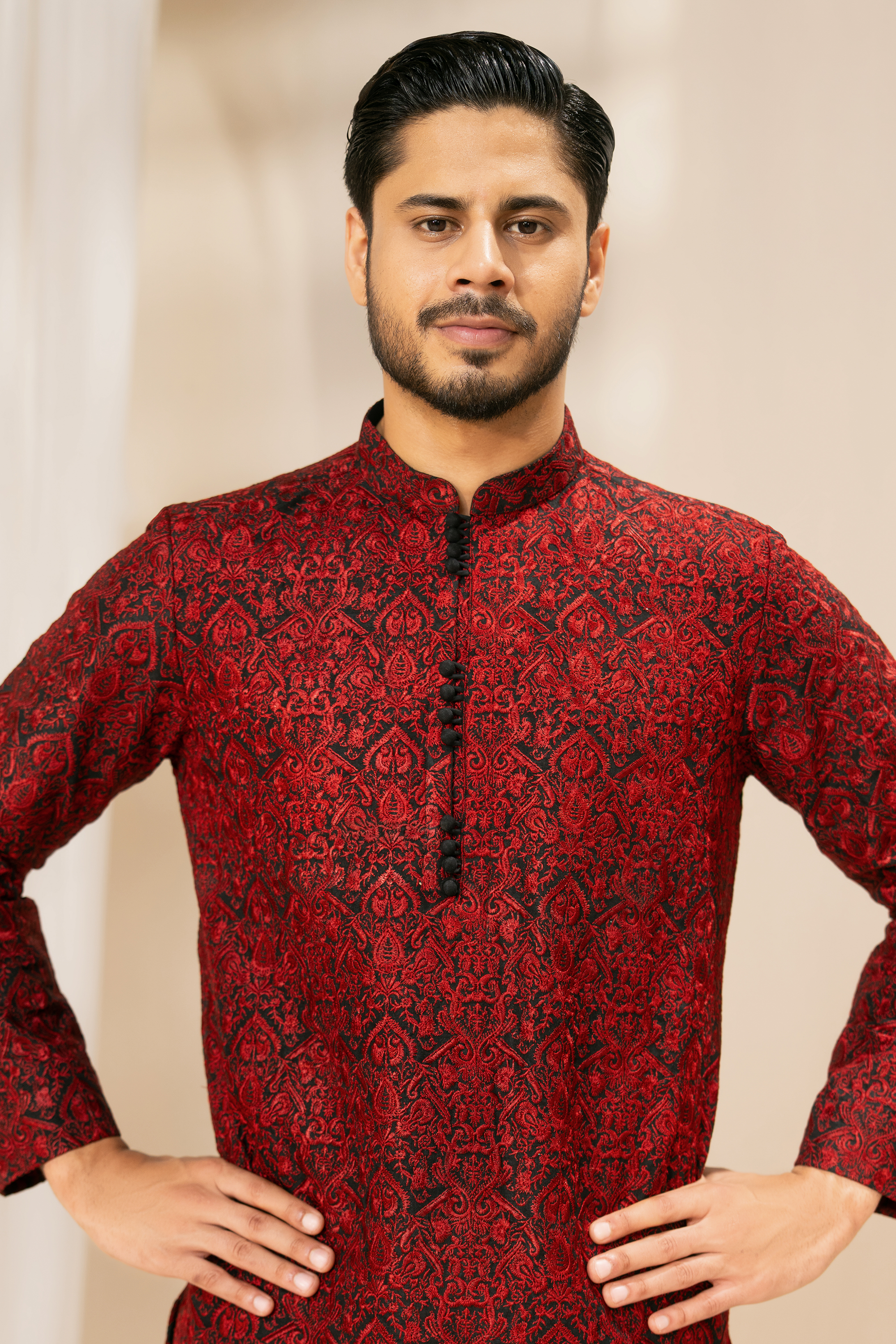 Burgundy Red Kurta & Shalwar Set