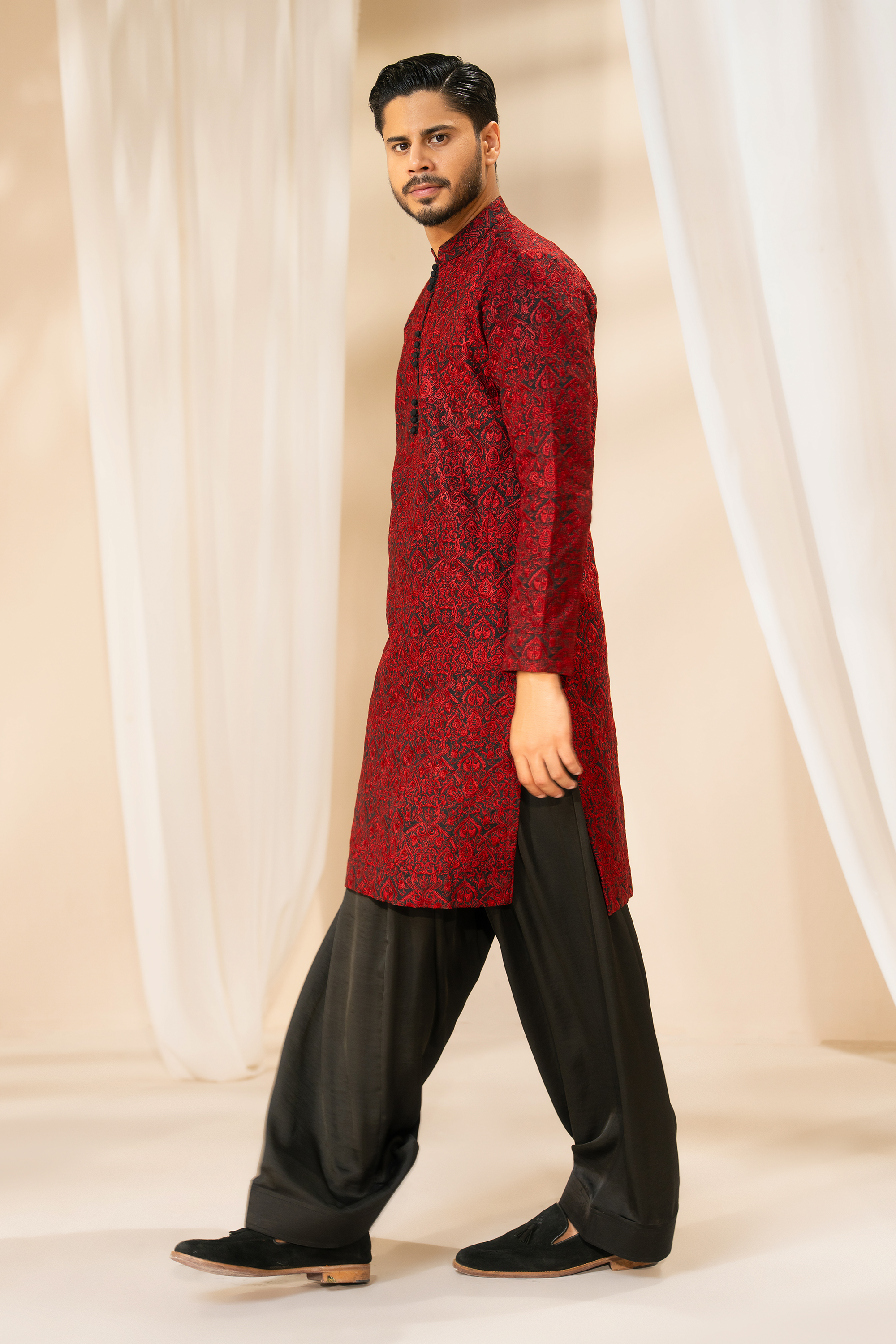 Burgundy Red Kurta & Shalwar Set