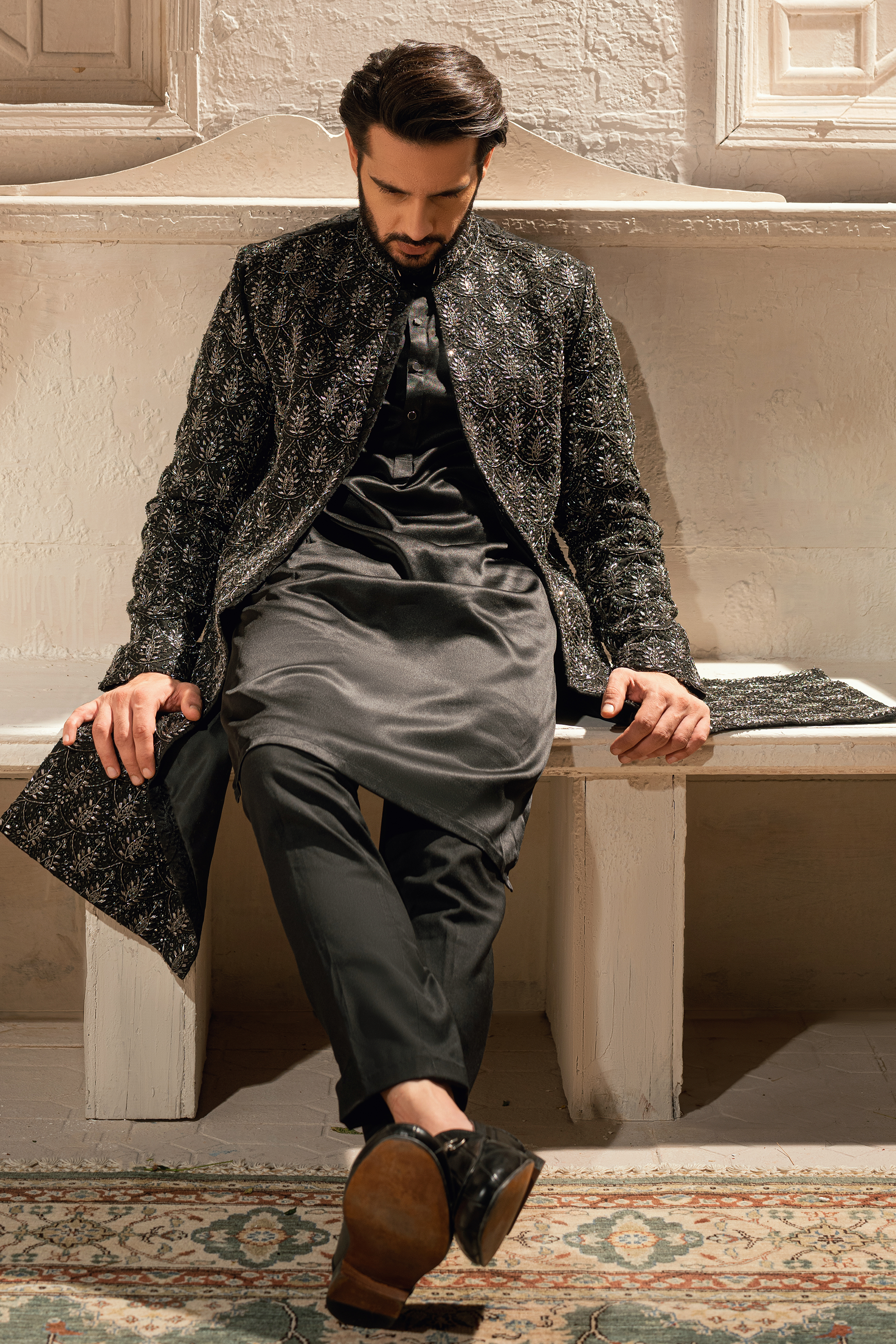 ER - 114 Dark Black Sherwani