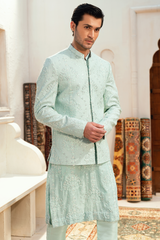 Light Blue Korean Silk Prince Coat Set