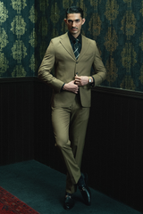Classic Warm Beige Three-Button Two-Piece Suit
