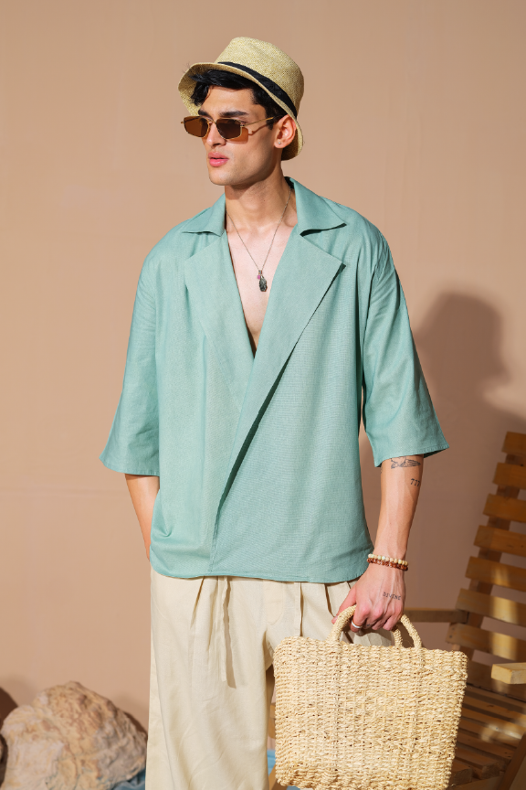 Era 16 - Mint Linen Commuter Shirt Oversized