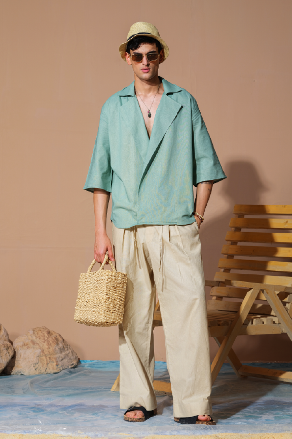 Era 16 - Mint Linen Commuter Shirt Oversized