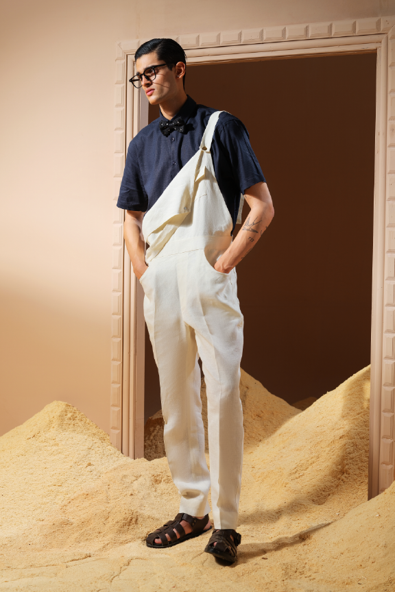 Era 01 - White Linen Suspender Jumpsuit