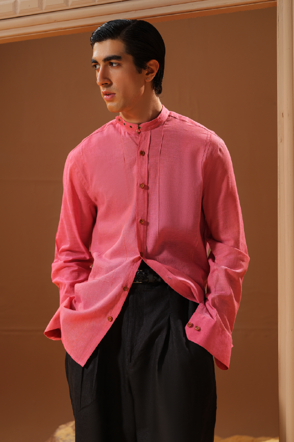 Era 07 - Pink Linen Printax Shirt Oversized