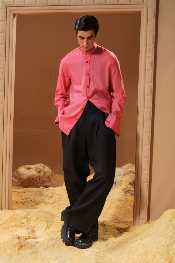 Era 07 - Pink Linen Printax Shirt Oversized