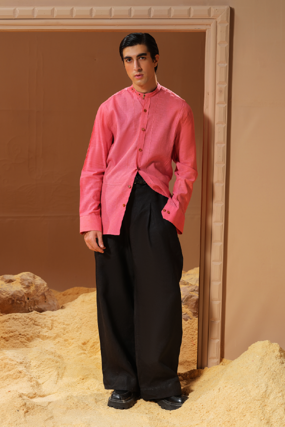 Era 07 - Pink Linen Printax Shirt Oversized