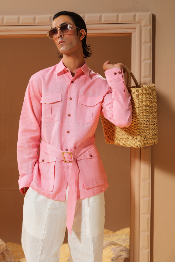 Era 06 - Baby Pink Linen Shirt Oversized