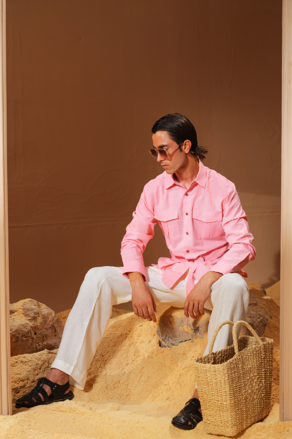 Era 06 - Baby Pink Linen Shirt Oversized