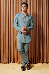 Era 15 - Dusty-mint Linen Shirt Oversized
