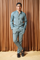 Era 15 - Dusty-mint Linen Shirt Oversized