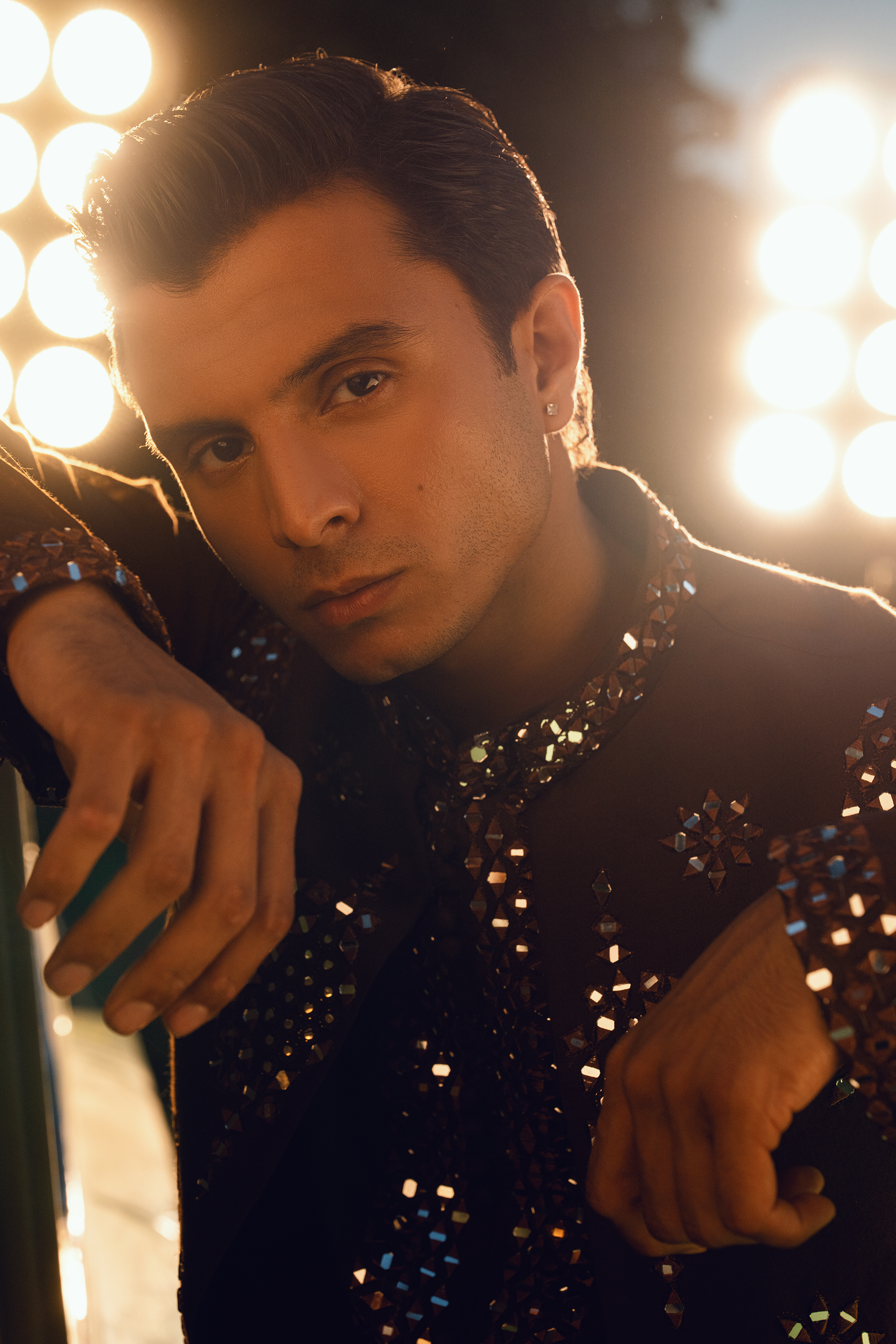 Dark Brown Embroidered Open Waistcoat Set