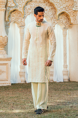 Nyanza Green Tropical Silk Embroidered Kurta Pajama Set