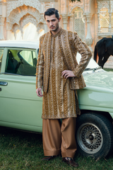 Golden Embroidered Open Prince Coat Set