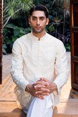 Ivory Cream Embroidered Kurta Pajama Set