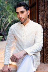 Ivory Cream Embroidered Kurta Pajama Set