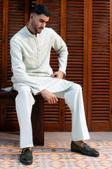 Ivory White Embroidered Kurta Pajama Set