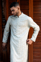 Ivory White Embroidered Kurta Pajama Set