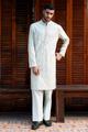 Ivory White Embroidered Kurta Pajama Set