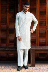 Ivory White Embroidered Kurta Pajama Set